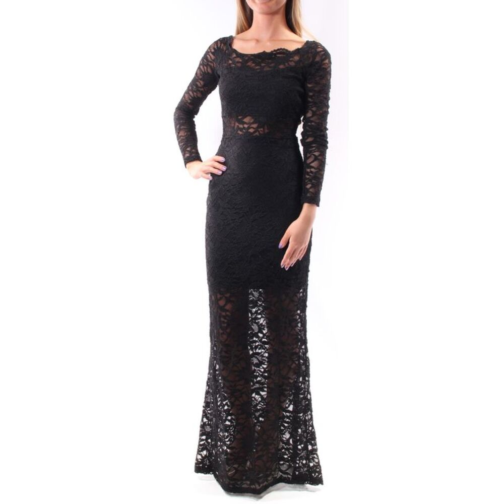 JUMP Womens Sheath Full-Length Dress Black Long Sleeve Cocktail Juniors 7\8 - Picture 3 of 4